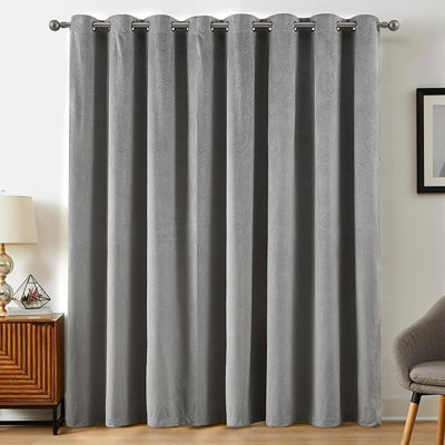 Velvet Sliding Glass Door Curtain. Extra Wide Silver Curtains Work As Patio Door Curtains Or Room Divider Panel.