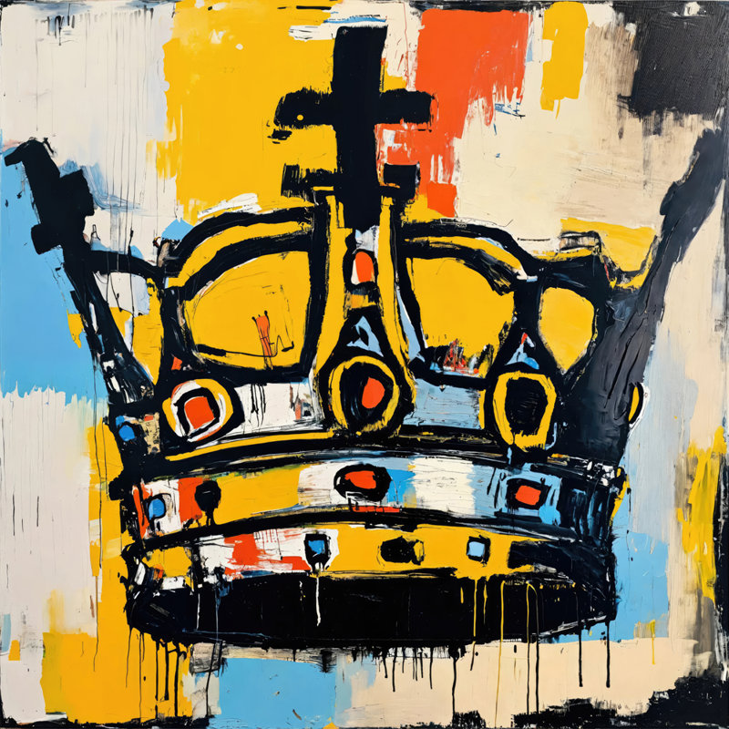 Couronne 3-Hommage-Basquiat, estampe numérique sur toile tendue avec châssis, H 24 po x l 24 po