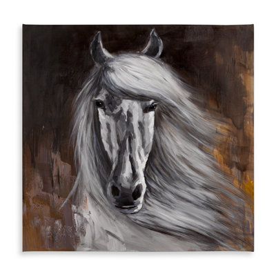 Proud White Horse Tablecloth - Farm Animal Decor for Home