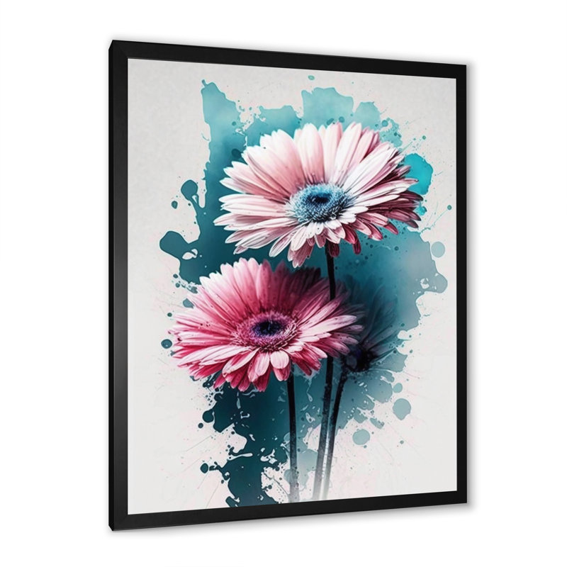 «Flower Gerbera IV», reproduction sur toile, Impression noire sur toile encadrée, L 12 po x H 20 po