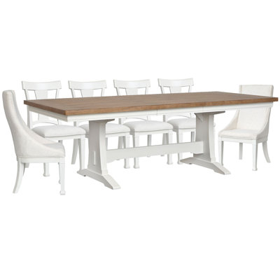 Gelinas Extendable Trestle Dining Table With 4 Side Chairs And 2 Host Chairs