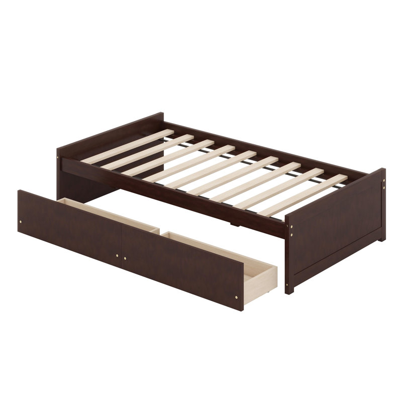 Lit de rangement fonctionnel avec rangement intégré, Espresso