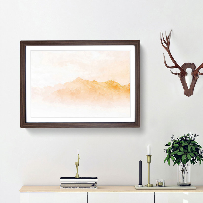 Distant Mountain - Picture Frame Graphic Art Print, Walnut Framed, 24cm H x 33cm W x 2cm D