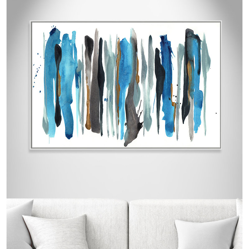 Vertical Elements " Vertical Elements " Painting Print, White, 41" H x 61" W x 2" D