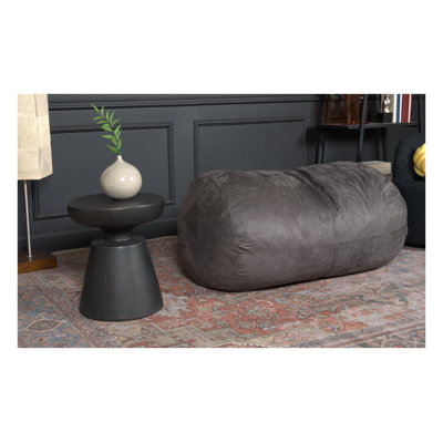 Fauteuil à billes cylindrique en suède de 4 pieds de couleur gris anthracite