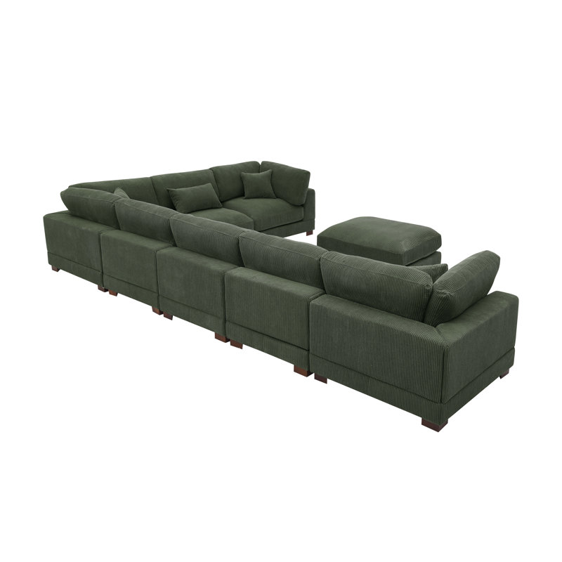 Grand canapé modulaire en velours côtelé Aroonshire, Velours côtelé vert foncé