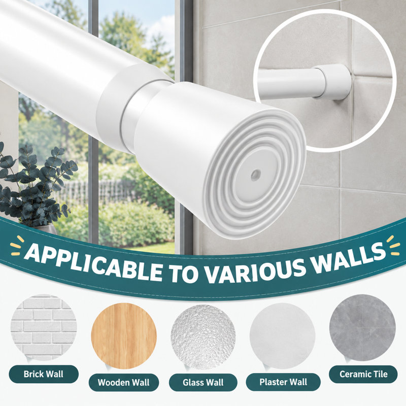 Ensemble de 2 barres de tension blanches pour douche, réglables de 29,5 à 39 pouces avec un profil de 7/8 po; la conception sans perçage convient également aux fenêtres et aux portes.