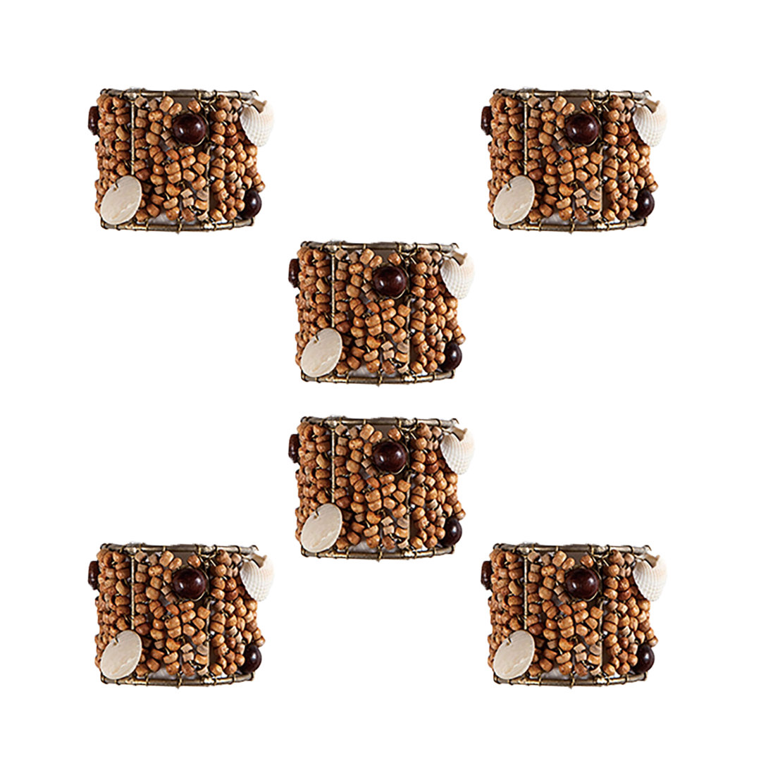 Natural Wood Beaded Napkin Ring (Set of 6) Gallerie II