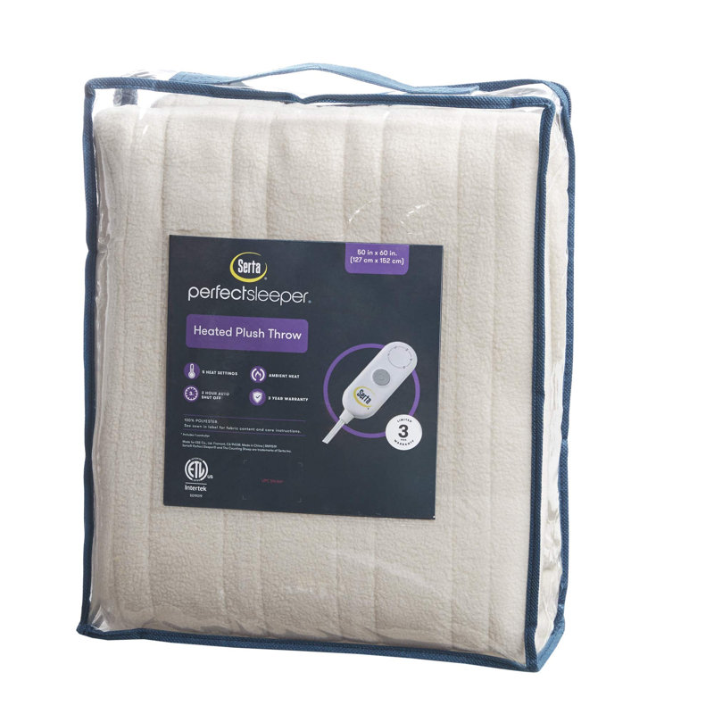 Serta Freya Heated Fleece to Sherpa Throw