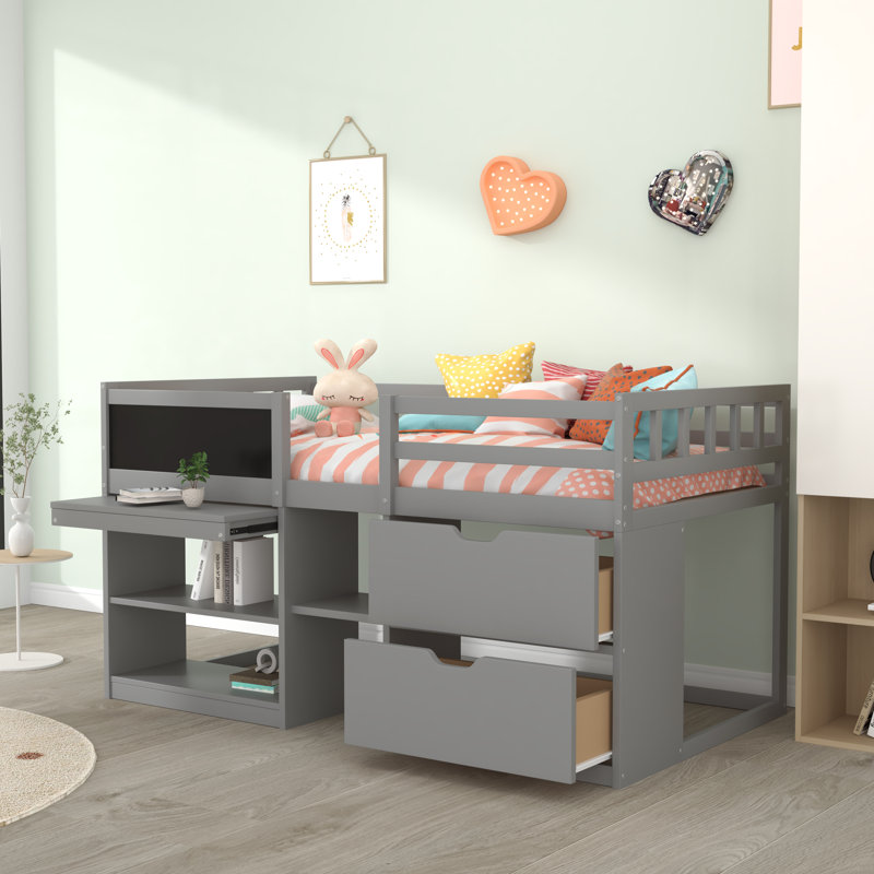 Evren Kids Twin Loft Bed, Gray