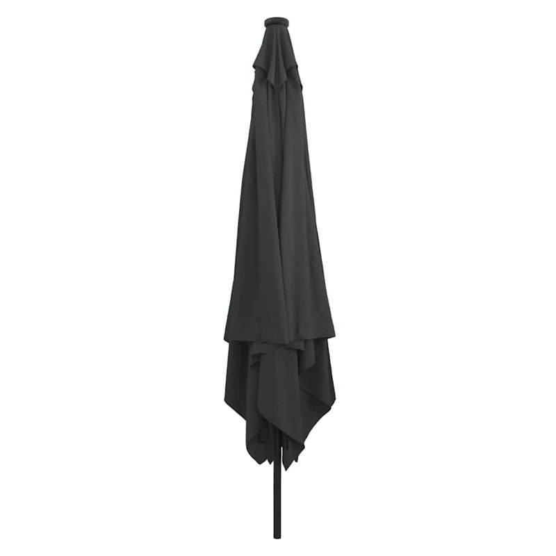 Garden Parasol with LED Strip Lights Polyester and Steel Sun Shade, Anthracite