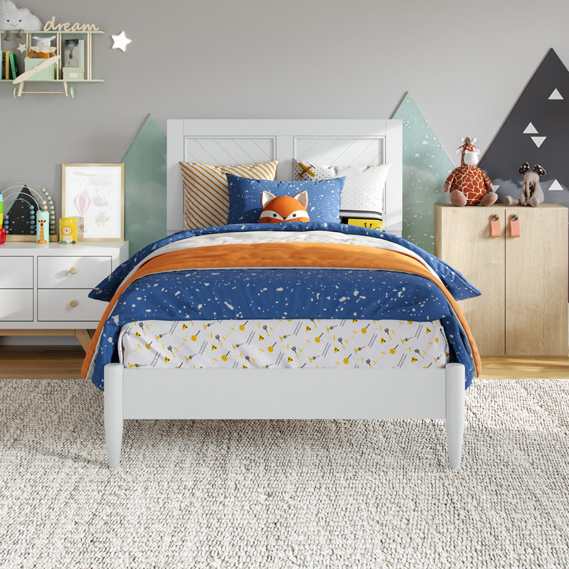 Pascarella Solid Wood Low Profile Platform Bed, Twin, White
