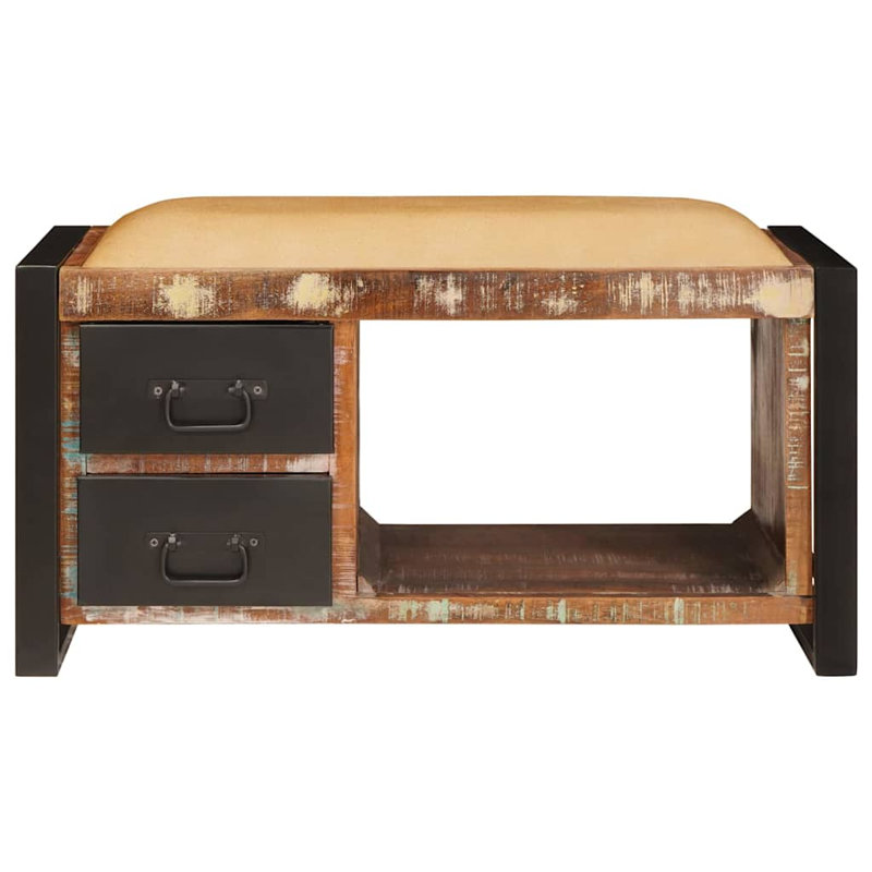 Solid Wood Storage Bench, Multicolour