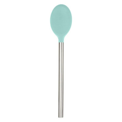 Tovolo Silicone Mixing Spoon with Stainless Steel Handle for Stirring and Serving, Light Aqua