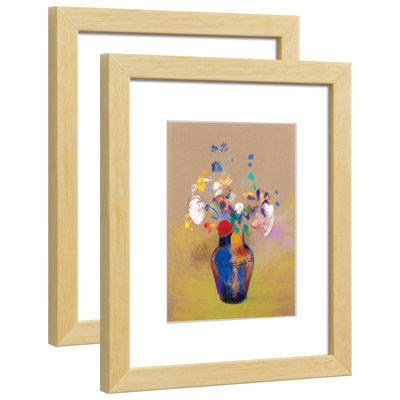 8x10 Picture Frame Made of Solid Wood Photo Frame with Real Glass for Pictures 5x7 with Mat or 8x10 Without Mat, Wall Mount or Tabletop Gallery Photo Frames,Natural,2 Pack