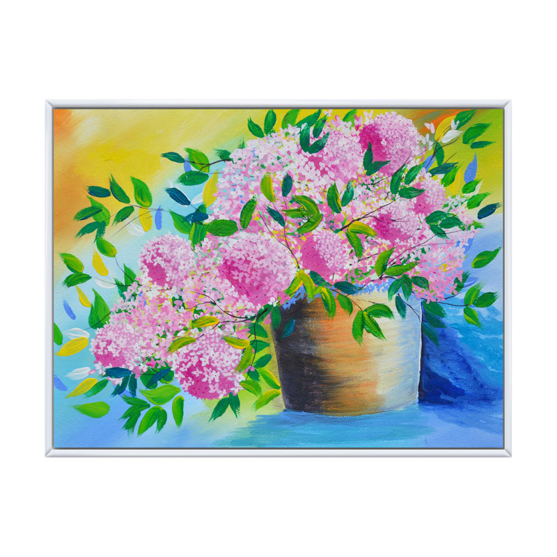 «Natural Lilac In Pot», reproduction sur toile avec cadre flottant, H 16 po x l 32 po x P 1 po, Cadre flottant blanc