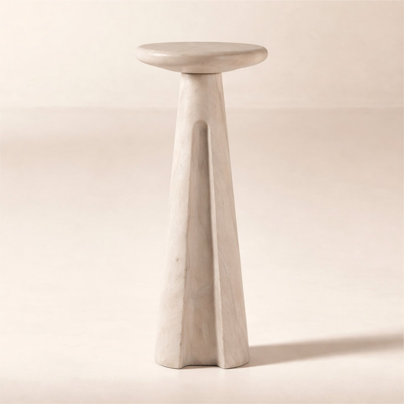 Accent Table Marble Valencia Design For Home Office Bedroom Living Room Decor Use - 23" Ivory, Ivory