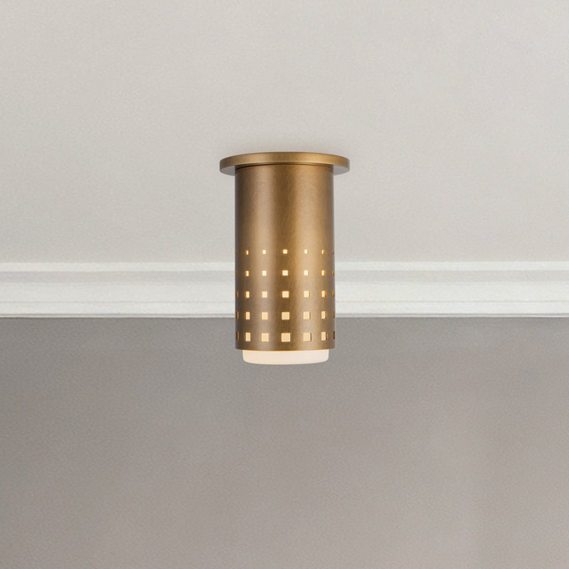 Astoria 5-in Black Semi-Flush Mount, Antique Brass