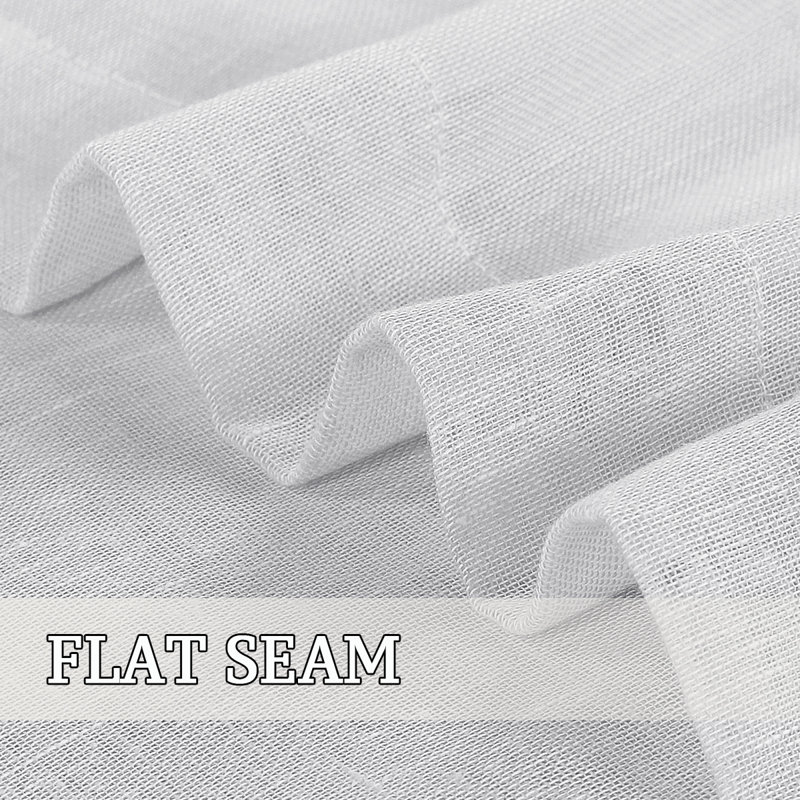 Dawan Natural Linen Sheer Curtains Flax Linen Blended Curtain Panels Living Room Solid Semi-Sheer Grommet Semitransparent Semi-Sheer Soft Privacy Drapes