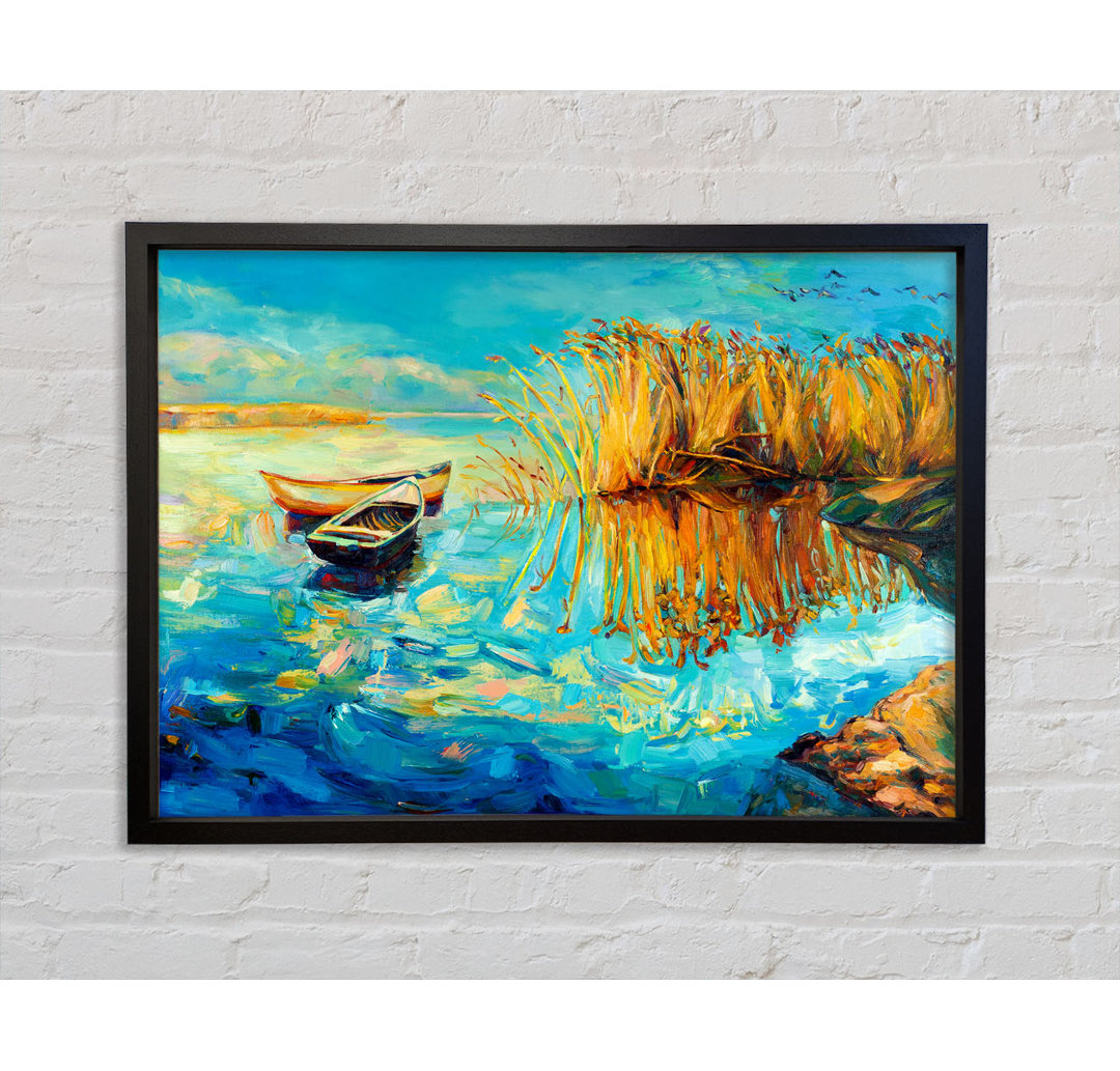 Twin Sailboat Reflections - Single Picture Frame Kunstdrucke auf Leinwand