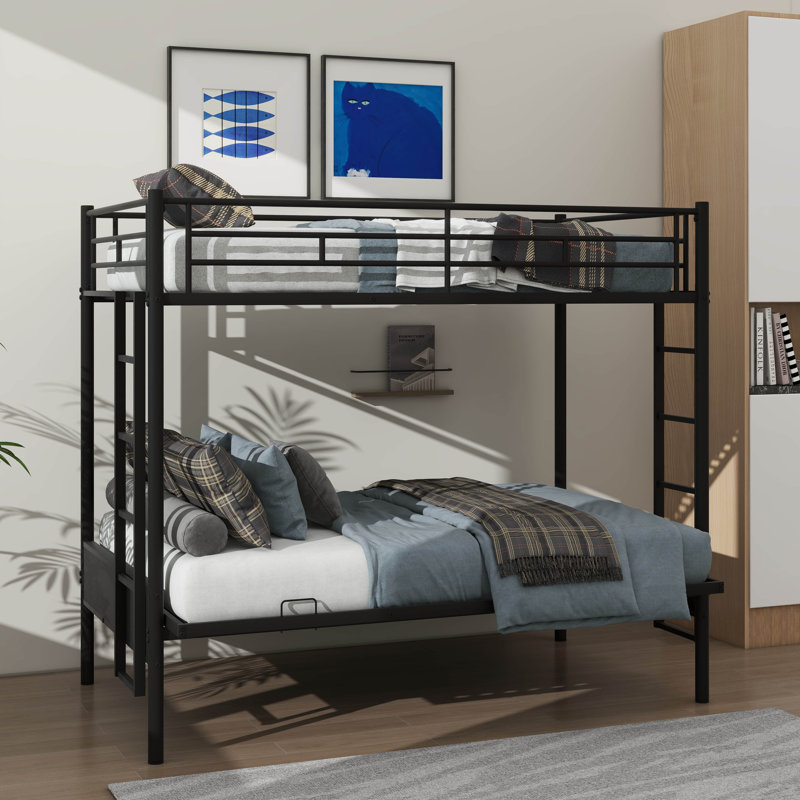 Lit superposé polyvalent en métal: configuration simple sur double