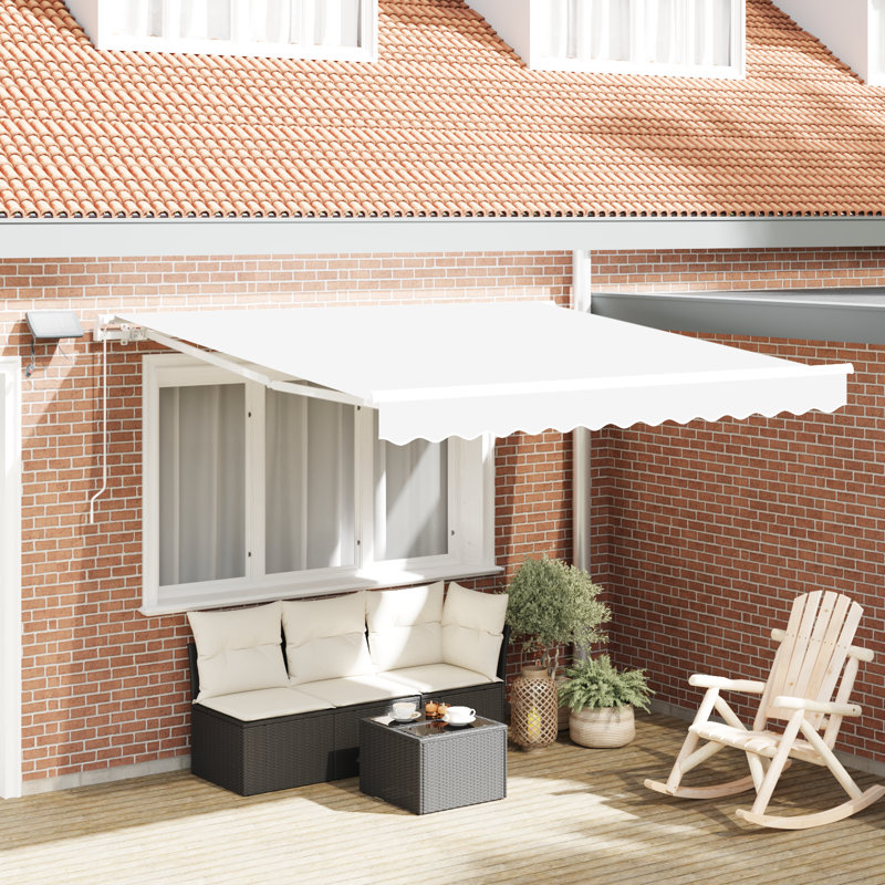 Brayden Studio Retractable Patio Awning, 300 cm W x 250 cm D, White