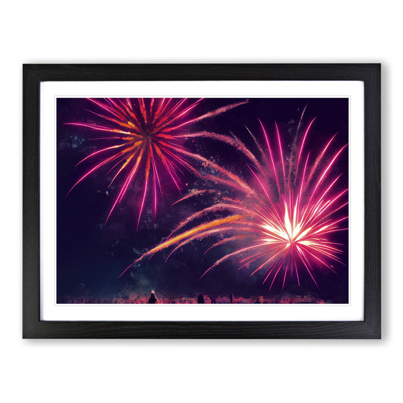 Pleasing Fireworks - Single Picture Frame Print, Black Framed, 46cm H x 64cm W x 2cm D