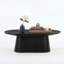 Table basse moderne en bois massif 47,2 "avec plateau ovale spacieux, noir-375464812