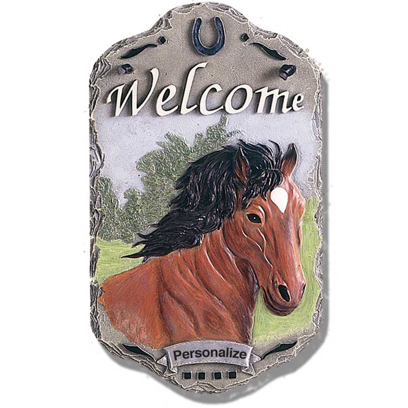 Panneau de bienvenue, décor de porche «Horse», plaque murale en ardoise de résine
