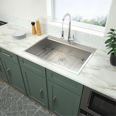 30 Drop In Kitchen Sink -  30 Inch Kitchen Sink Topmount Ledge Workstation 18 Gauge Stainless Steel Single Bowl Kitchen Sink -  Alxfarton, FJYKK-W124353906