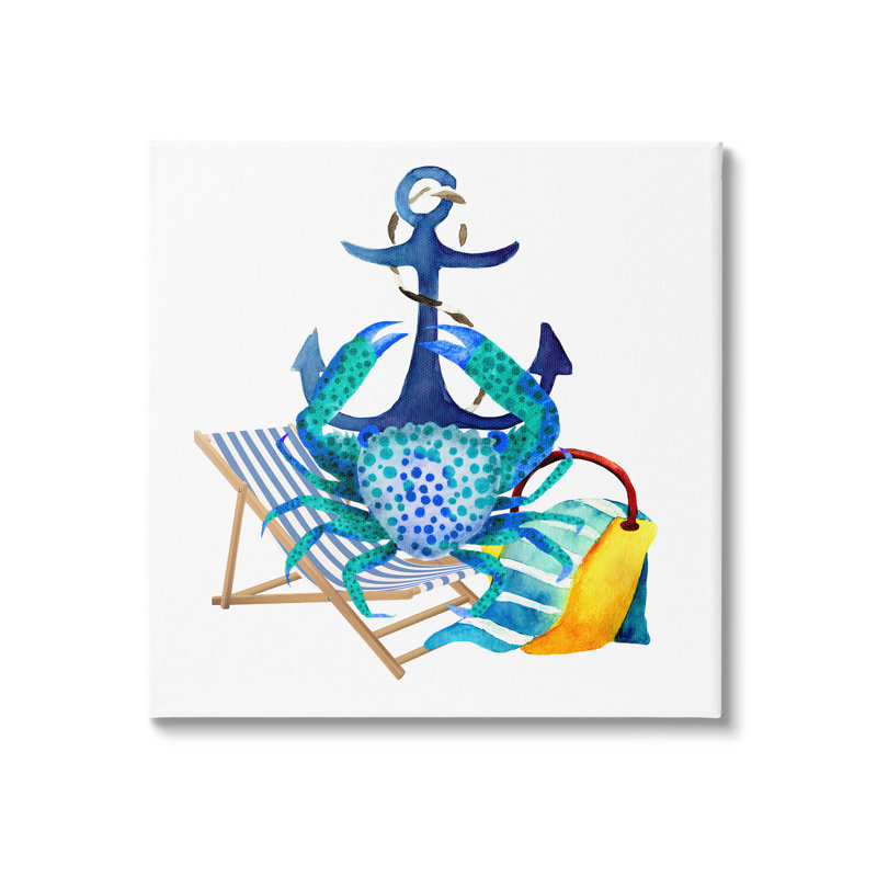 «Highland Dunes Anchor & Beach Crab», estampe numérique par Jesse Keith, Toile tendue, H 30 po x l 30 po x P 1,5 po
