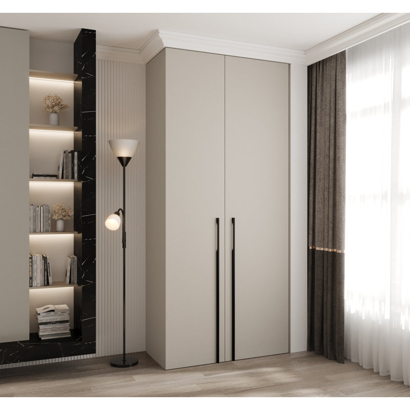 2 Door Manufactured Wood Wardrobe, Cashmere/Gold, 245.5 cm H x 110 cm W x 50 cm D