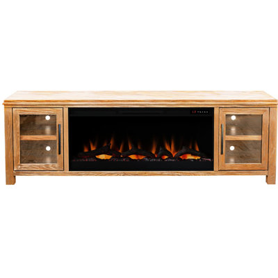 86 Inch Fireplace Tv Rack, Natural Finish, For 95" Tvs, Oak Build Stand 86", Natural, Accommodated, Made With & Wood