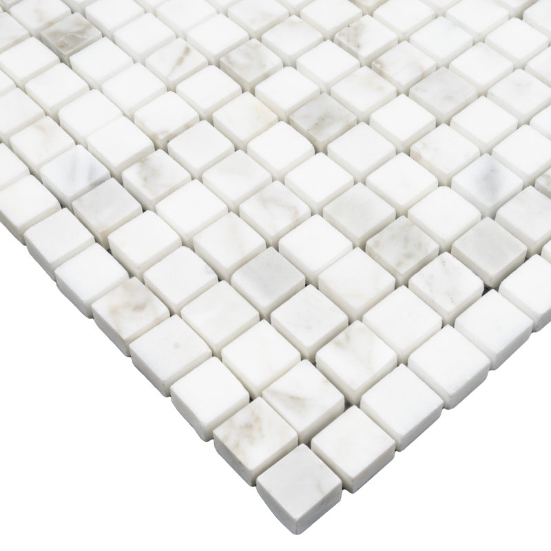 Marmor 12 x 12 Matte White Calacatta Marble Square Mosaic Tile (5 Sq Ft/Case) - 5 Pack