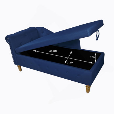 Chaise Lounge Indoor,Velvet Lounge Chair For Bedroom With Storage & Pillow