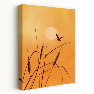 Art contemporain, paysage d'oiseaux paisibles et minimalistes