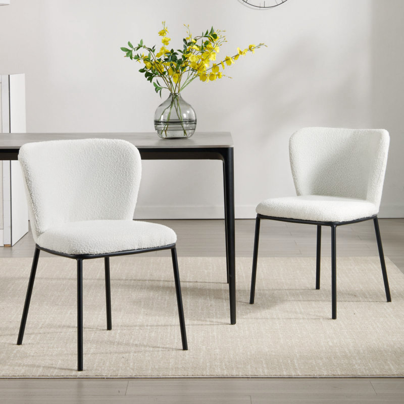 Difranco 46cm H Upholstered Side Chair, White teddy