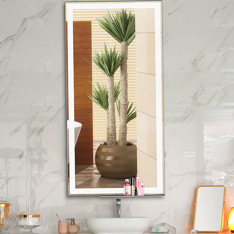 Miroir de salle de bain 48 po x 24 po à DEL avec interrupteur tactile mural réglable blanc / chaud / anti-buée avec mémoire