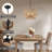 5 - Light Bohemian Natural Rattan Tiered Drum Chandelier with Adjustable Height and Dimmable-837099627