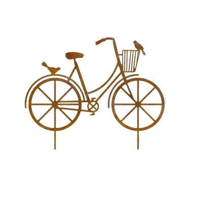 Metal floor socket  Rusted Wrought Iron Bicycle Garden Ornament Metal Crafts Courtyard  Decorations Crafts