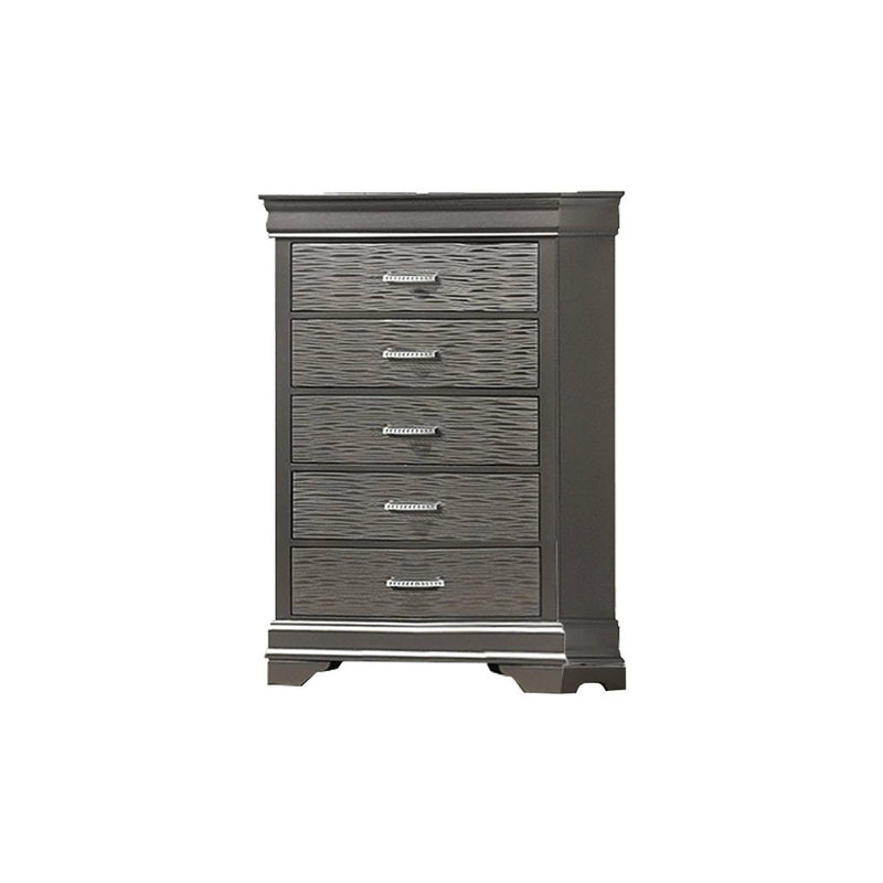 Mobilier de chambre à coucher moderne à finition grise avec tiroirs 1 pièce Modern Transitional