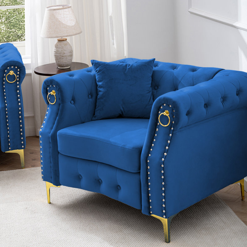  Fauteuil Chesterfield 40,9 po, Bleu