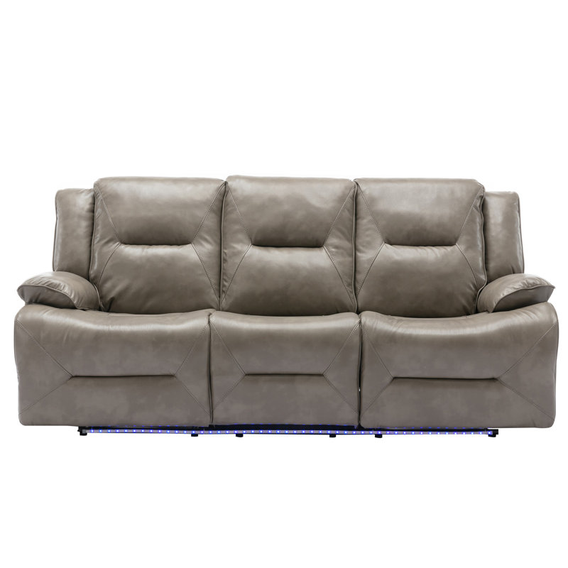 Fauteuil inclinable manuel 3 places avec bande lumineuse à DEL et 2 porte-gobelets intégrés pour le salon