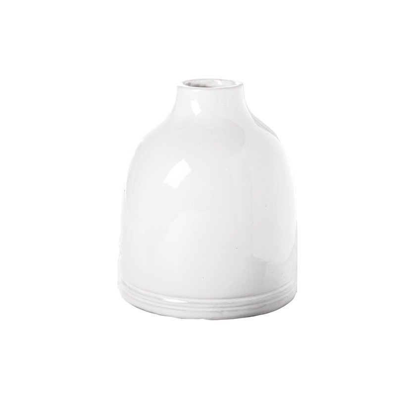 Vase en céramique, H 8,25 po x l 6,25 po x P 6,25 po, Blanc