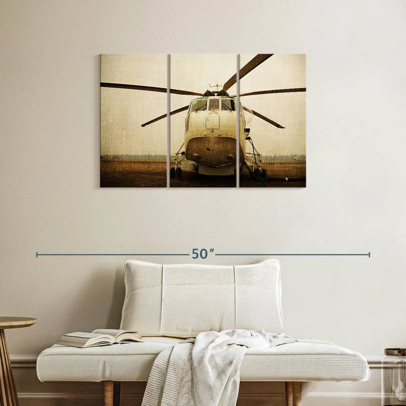 Hélicoptère grunge Sikorsky, H 24 po x l 38 po
