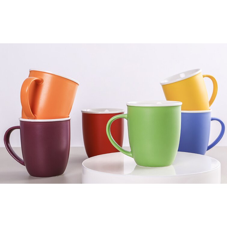 LIFVER Coffee Mugs Set of 4, 20 oz Large Porcelain Mug with Handle, Gift  for Housewarming/Families, Multi Colors 
