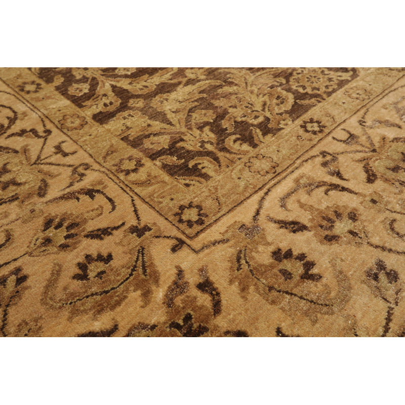 Handmade Brown and Tan Wool 9' x 12' Oriental Rug