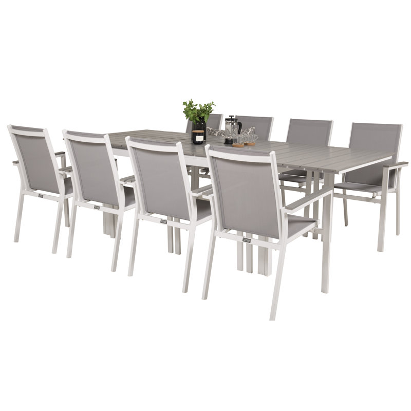 Faiyaz 8 - Person Patio Dining Set Extendable Rectangular Table
