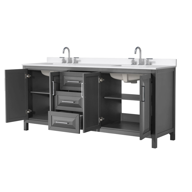 Daria 80'' W Vanity, Gray, Polished Chrome, Giotto Quartz