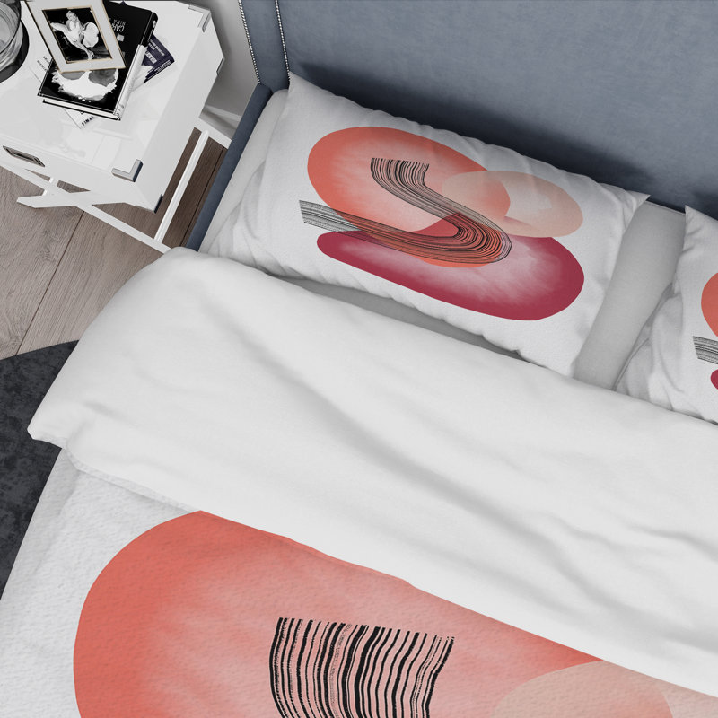 Ensemble de housse de couette en microfibre rouge / noir, Housse de couette pour grand lit et 2 taies décor
